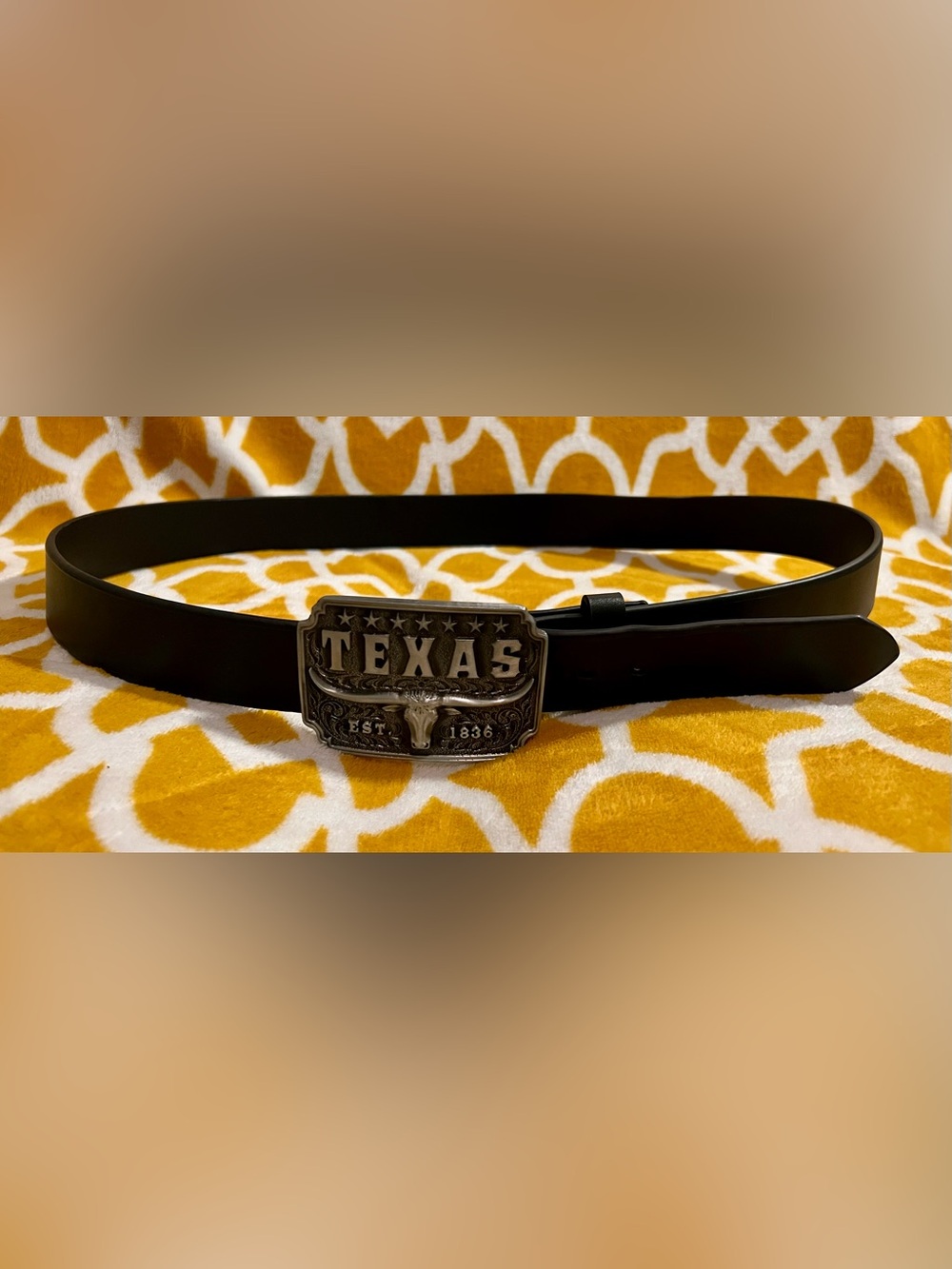 Ariat Black Leather Belt with 'TEXAS' Western Buckle